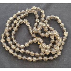 VTG Trifari Lucite smoky Gold Tone Translucent Necklace 36"